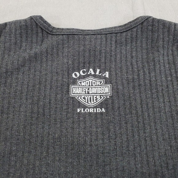 VTG Harley Davidson Women Small Gray Thermal Long Sleeve Biker TShirt Ocala FL - Picture 9 of 9